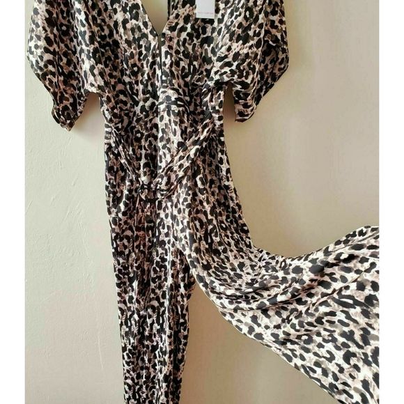 RED CARTER Vivian Size Large Jumpsuit Black / Cheetah Print $198+ - Picture 2 of 8